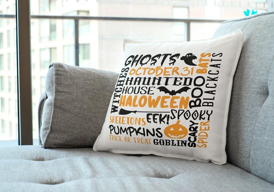 Oreiller d'Halloween : Art Wordle d'Halloween | Décoration Halloween | Cadeaux drôles | Cadeau | Coussin