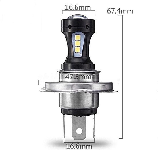 LED Verlichting H4 voor Scooter, Motor en Auto Wit Licht Plug & Play 12V 6500K bol