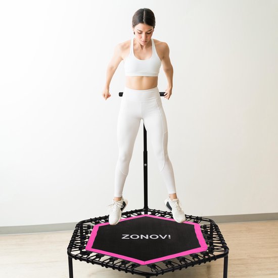ZAKVOP Mini Trampolin Klappbar, Fitness Trampolin Indoor mit Verstellbarem Griff, Minitrampolin für Erwachsene 106cm, Indoor Trampoline Stabil 275kg