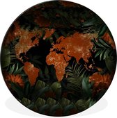 WallCircle - Tableau - Carte Du Wereldkaart Dibond Fr - Multicolore - 60 X 60 Cm