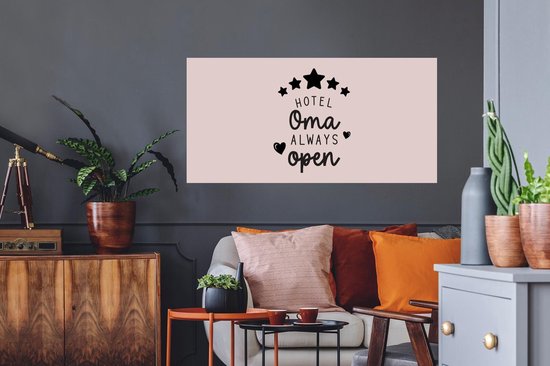 Muurstickers - Sticker Folie - Oma - Hotel oma always open - Spreuken - Quotes - 120x60 cm - Plakfolie - Muurstickers Kinderkamer - Zelfklevend Behang - Zelfklevend behangpapier - Stickerfolie