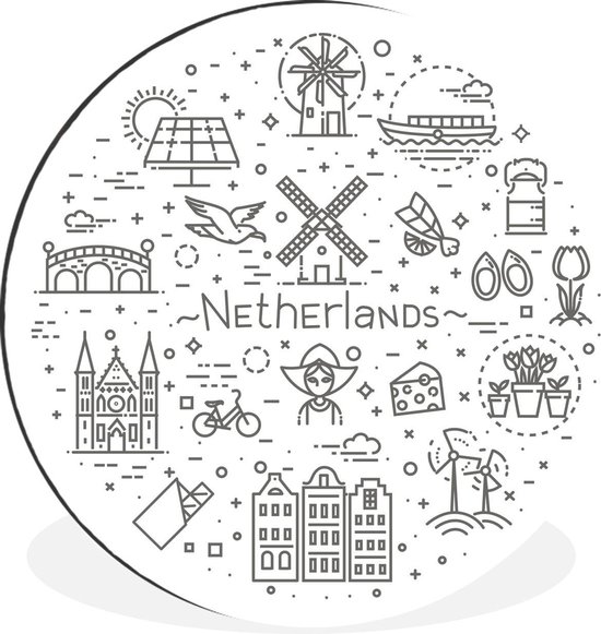 Cercle mural - Aluminium - Amsterdam - Symboles - Pays- Nederland - ⌀ 90 cm