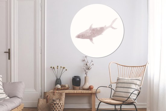 WallCircle - Cercle Mural - Cercle Mural - Requins - Mer - Aquarelle - Aluminium - Dibond - 140x140 cm - Intérieur et Extérieur