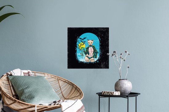 Stickers muraux - Film autocollant - Vintage - Chat - Chapeau - 30x30 cm - Film adhésif - Stickers muraux Chambre d'enfant - Papier peint autocollant