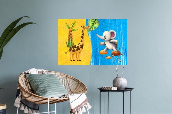 Stickers muraux - Éléphant - Girafe - Water - 60x40 cm - Feuille adhésive