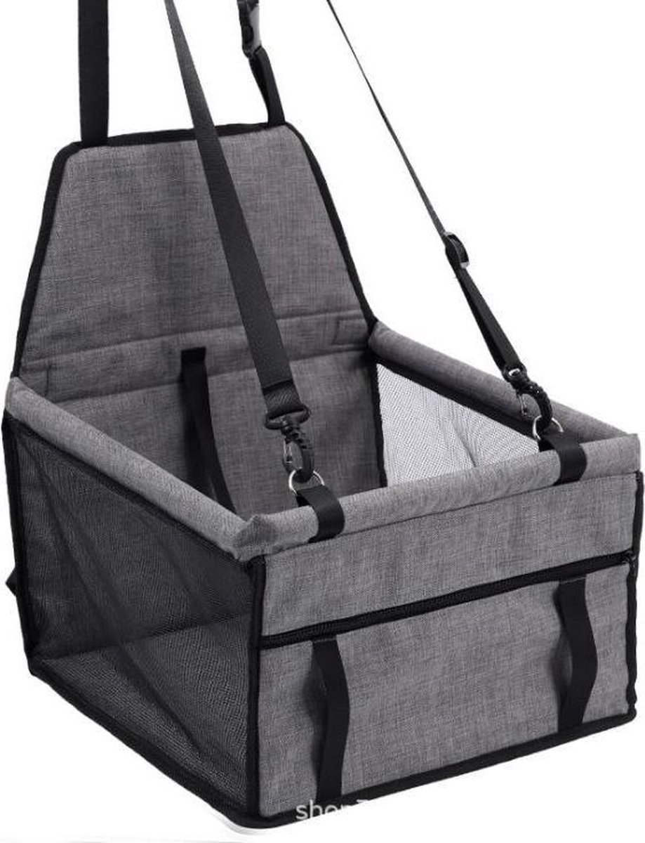 Autostoel voor hond – Hondenzitje – Puppyzitje – Opvouwbaar honden zitje – Opvouwbare – Grijs