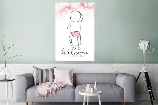 Poster Welcome little one - Baby - Spreuken - Quotes - Meisje - 80x120 cm