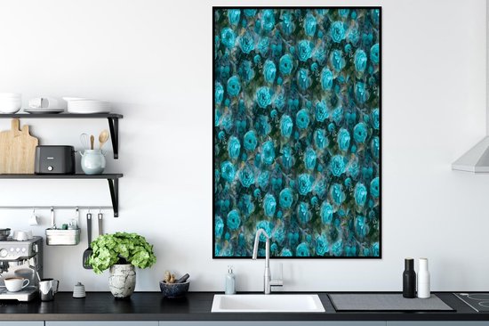 Cadre photo avec affiche - Fleurs - Roses - Blauw - 80x120 cm - Cadre pour affiche