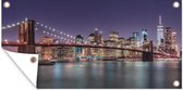 Tuinposter New York - Brooklyn Bridge - Zonsondergang - 80x40 cm - Wanddecoratie Buiten - Tuinposter - Tuindoek - Schuttingposter - Tuinschilderij