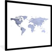 Fotolijst incl. Poster - Wereldkaart - Zilver - Wit - 40x40 cm - Posterlijst
