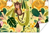 Poster Dieren - Jungle - Geel - 90x60 cm