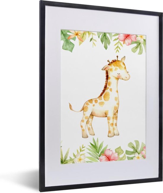 Fotolijst incl. Poster - Giraffe - Jungle - Aquarelverf - 30x40 cm - Posterlijst