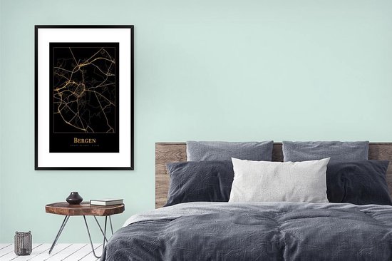 Cadre photo avec affiche - Carte - Montagnes - België - Or - Zwart - 80x120 cm - Cadre pour affiche