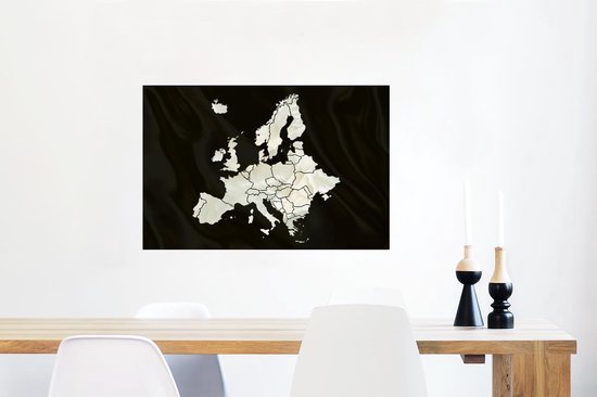 Affiche Carte - Europe - Zwart - 90x60 cm