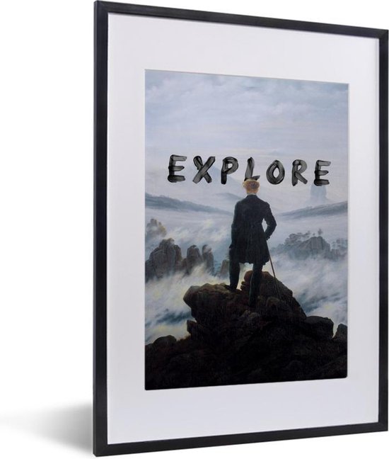 Fotolijst incl. Poster - De wandelaar boven de nevelen - Caspar David Friedrich - Explore - 30x40 cm - Posterlijst