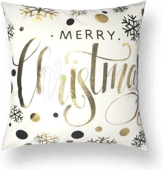 Kussenhoes Kerst - Gold Letters - Kussenhoes - Kerst - 45x45 cm - Sierkussen - Polyester