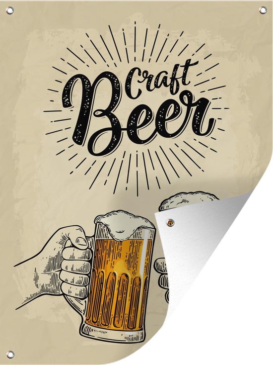 Affiche jardin - Toile Posters de jardin extérieur - Mancave - Bières - Vintage - Cheers - 90x120 cm - Jardin