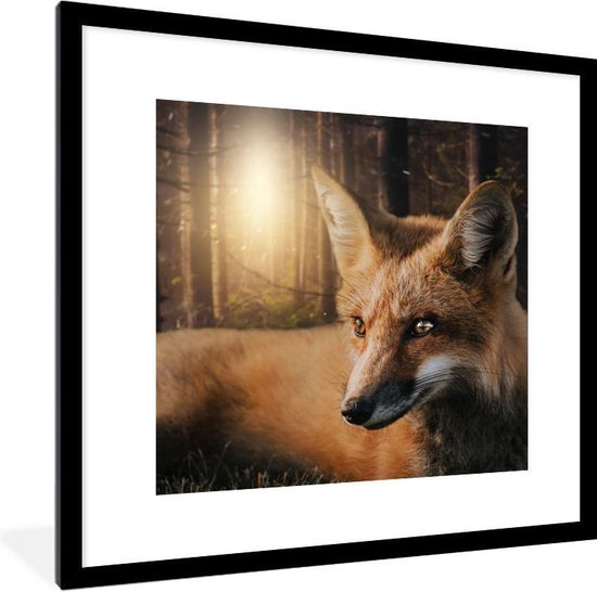 Fotolijst incl. Poster - Dieren - Vos - Bos - 40x40 cm - Posterlijst