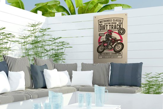 Décoration de jardin Motocross - Homme - Vêtements - Rétro - 40x60 cm - Affiche de jardin - Toile de jardin