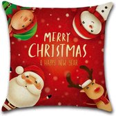 Kussenhoes Kerst - Vrolijke figuren - Kussenhoes - Kerst - 45x45 cm - Sierkussen - Polyester