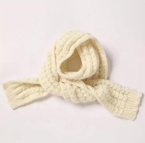 Warme kleineBaby / Peuter / Kleuter gebreide sjaal / shawl voor meisje - jongen | Crème - Roomwit | Herfst / Winter | Kindersjaal - sjawl - kids - kinderen | Kindersjaal - sjawl | Perfecte accessoire voor winterjas! Let op! afmeting!