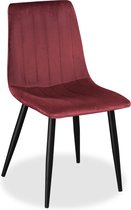 IN-HOMEXL Eetkamerstoelen  Farris - Bordeaux - Metaalpoot - Fluweel - Velvet eetstoel