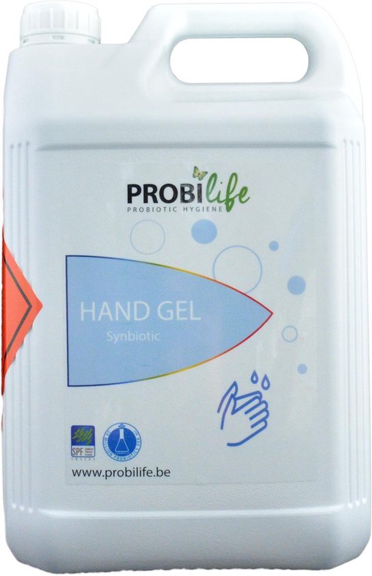 Foto: Probilife synbiotische handgel probiotica verrijkt met prebiotica verzorgend en beschermend 5 liter navulling