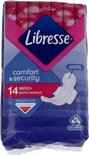 Libresse Maxi met vleugels, 14 stuks voor normaal bloedverlies. Blauw met roze accenten.