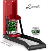 Lenvié Blikjespers en Flesopener 2-in-1 – Flessenpers tot 500 ml – Bieropener Multifunctioneel – Geschikt voor Plastic & Metaal – Blikjespers - Rood – Can Crusher Keukenhulp – Recy