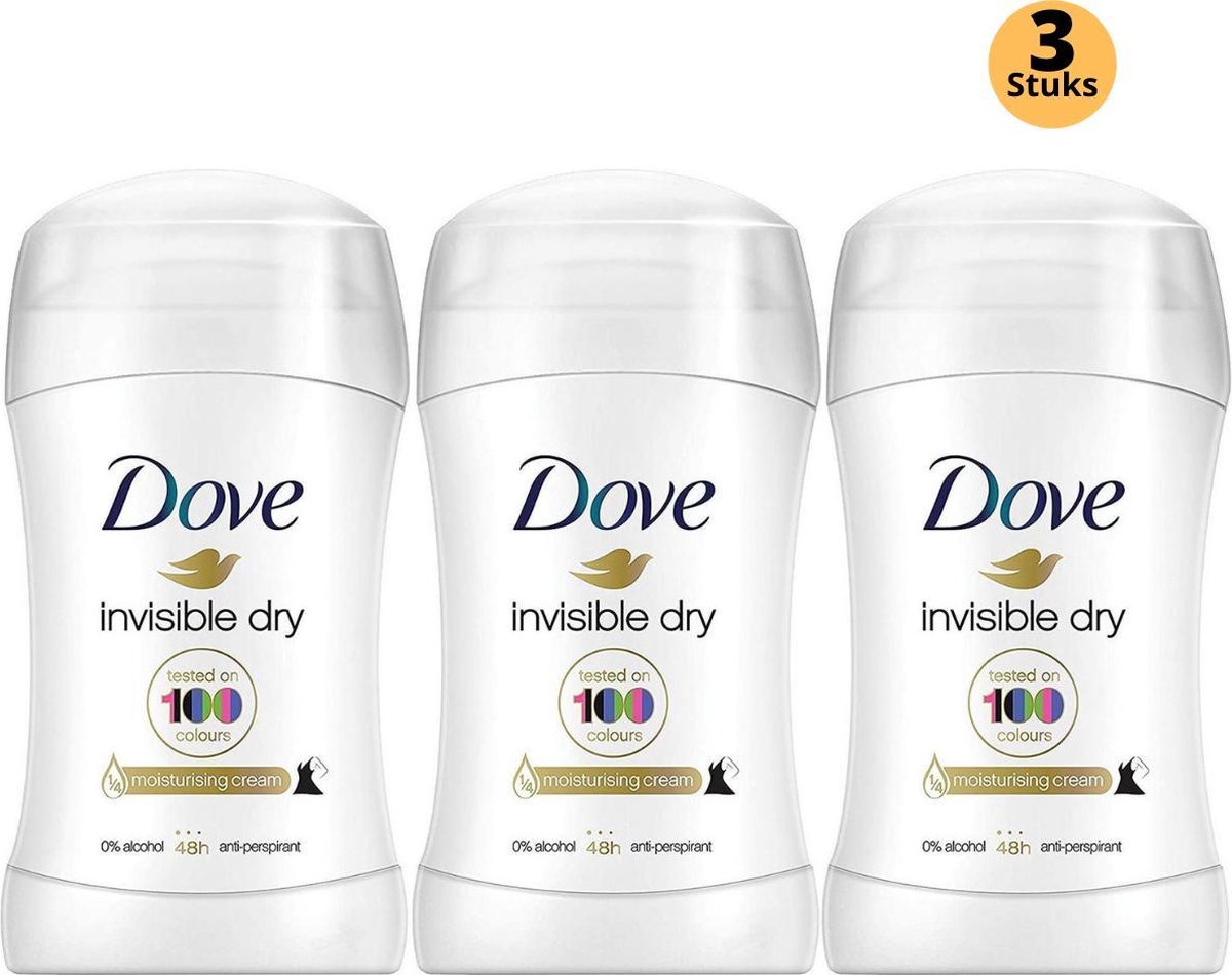 Goedkoopste Dove Invisible Dry Deodorant Stick - Anti Transpirant Deo Stick met 0 Alcohol - 48 Uur Zweetbescherming - Deodorant Vrouw - 3-Pack