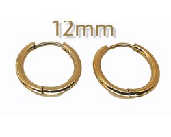 Oorringen goudkleur 12mm Chirurgisch staal.
