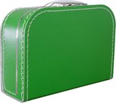 Kinderkoffer 25cm Groen - Logeerkoffer - Kartonnen koffer - Speelkoffer - Poppenkoffer- Opbergen - Cadeau - Decoratie