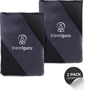 TravelGuru Microvezel Reishanddoek Set van 2x Large (85 * 150cm) - Sneldrogende, lichtgewicht handdoek ideaal voor sporten, reizen, outdoor & strand - Microfiber Travel Towel XL - Zwart