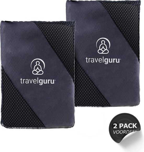 TravelGuru microvezel reishanddoek set 2x large (85 x 150 cm) – zwart