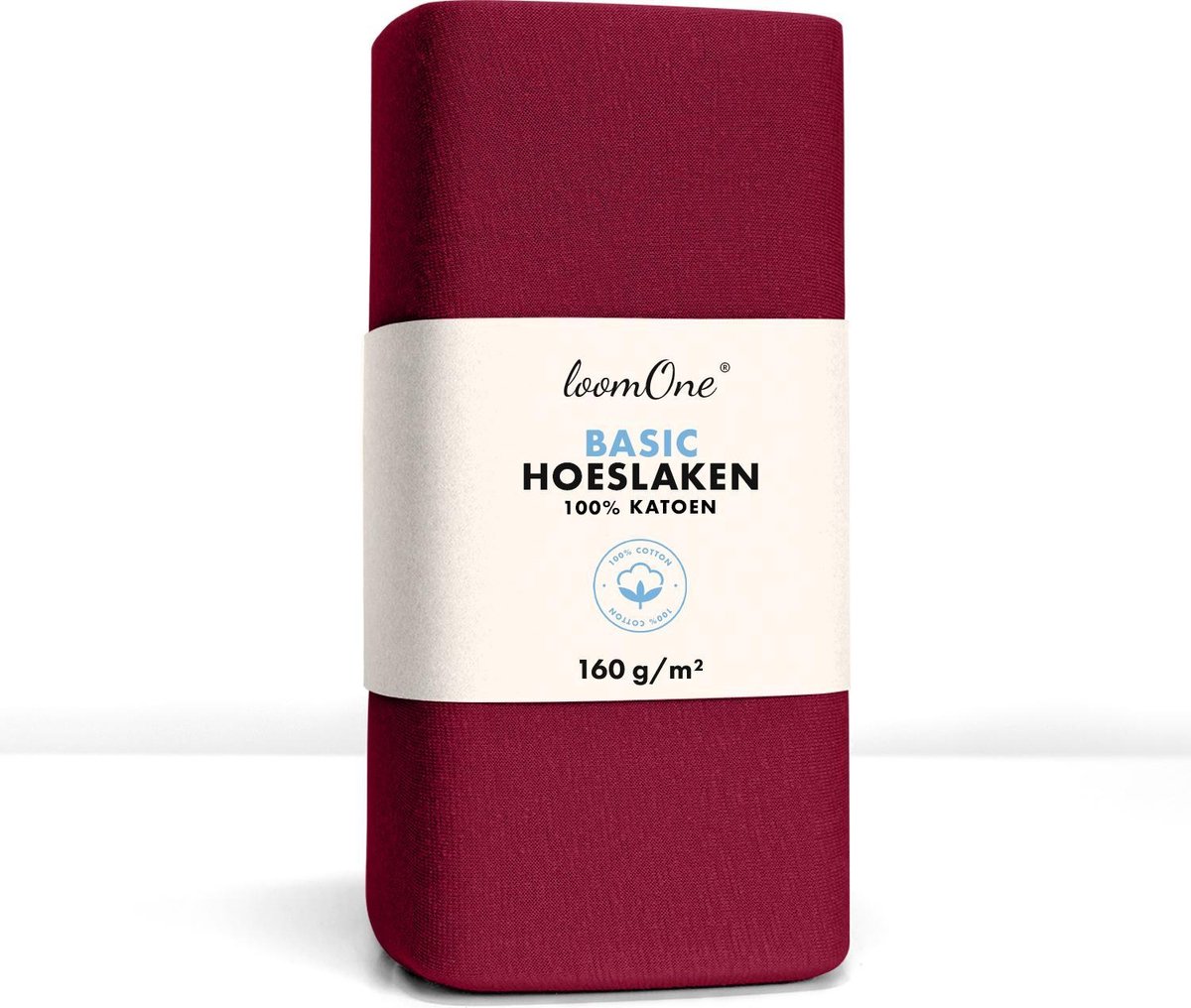 Loom One Hoeslaken – 100% Jersey Katoen – 160x200 cm – tot 23cm matrasdikte– 160 g/m² – Wijnrood