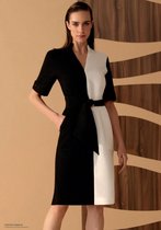 MKL - Dames midizomerjurk - Kleur zwart en wit - Braziliaanse Mode, - Lente/ Zomer - Elegant chic Vrouwen jurk met riem - Maat S
