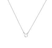 YO&NO - Ketting -  Zilver - Anker -  Letter O -  1,1 mm -  41 + 4 cm - Sieraden vrouw - Gerhodineerd - Zilver 925