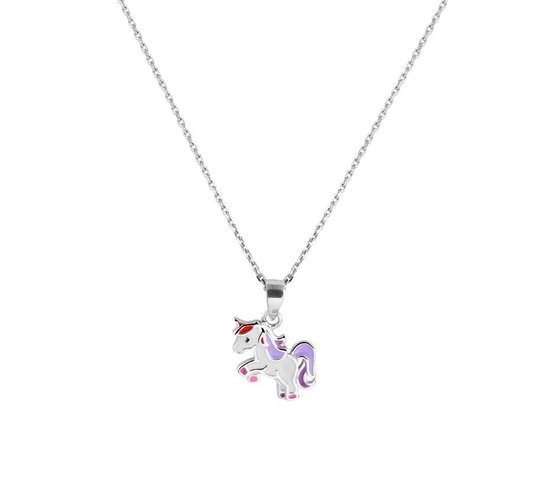 YO&NO -  Ketting - Zilver - Anker - Eenhoorn - 1,1 mm -  36 + 4 cm - Kinderen - Gerhodineerd - Zilver 925