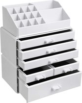 SONGMICS Cosmetics Organizer, opbergruimte van acryl, 3 delen, met 6 laden, 24 x 30 x 13,5 cm (B x H x D), melkwit JKA009WT