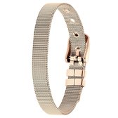 Lucardi Dames Goldplated armband met riemsluiting - Staal - Armband - Cadeau - 21 cm - Rosékleurig