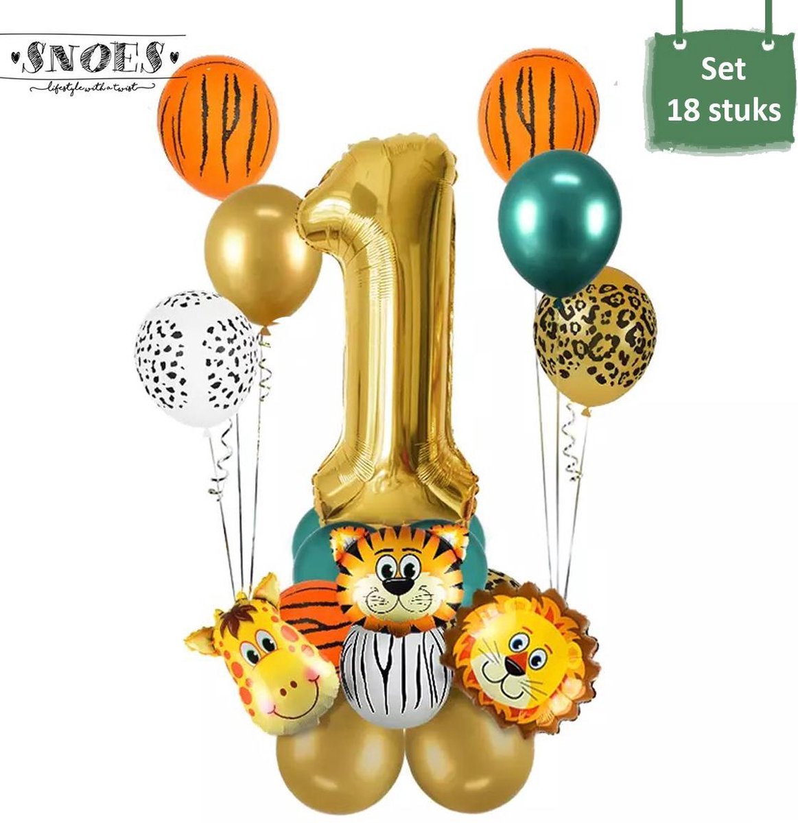 12-delige Folieballonset Jungle-dieren – Tijger, Leeuw, Zebra, Koe, Giraffe, Aap, Voor Kinderfeestjes En Safari-decoratie 4 miniatura