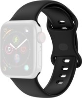 By Qubix Siliconen sportbandje - Zwart - Maat: S-M - Geschikt voor Apple Watch 42 - 44 - 45 - Ultra - 49mm - Compatible Apple watch bandje -