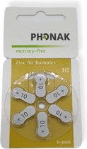 Phonak | Hoortoestel batterij | P10 | Gele sticker | 10 pakjes | 60 batterijen