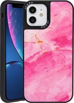 IYUPP Marmerprint telefoonhoesje geschikt voor iPhone 12 / 12 Pro Hoesje Marmer Roze