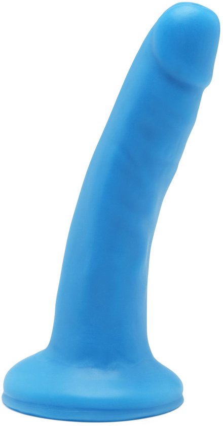Foto: Get real dual density dildo met zuignap met aders in stijlvol opvallend ontwerp verharde kern 15 cm blauw