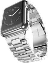 Apple Watch 42/44MM Metalen Horloge Bandje  - Metaal - Vlinder Sluiting - Polsband - Apple Watch 1 / 2 / 3 / 4 / 5 / 6 / SE - Zilver