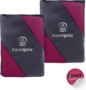 Travelguru™ Microvezel Reis Handdoek Set van 2x Large (85 * 150cm) - Sneldrogende lichtgewicht Microvezel handdoek ideaal voor sporten, reizen, outdoor & strand - Microfiber Travel Towel - XL - Roze
