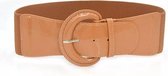 Amodi - Brede Vrouwen Riem - Elastische Damesriem - Lak Leer Centuur - Stretch - Jurk - Jas - Vest - Tailleband - Fashion - Bruin