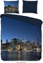 Luxe Dekbedovertrek Eenpersoons - 140x200/220cm - Inclusief 1 Kussensloop - 100% Zacht Polyester - New York Blauw
