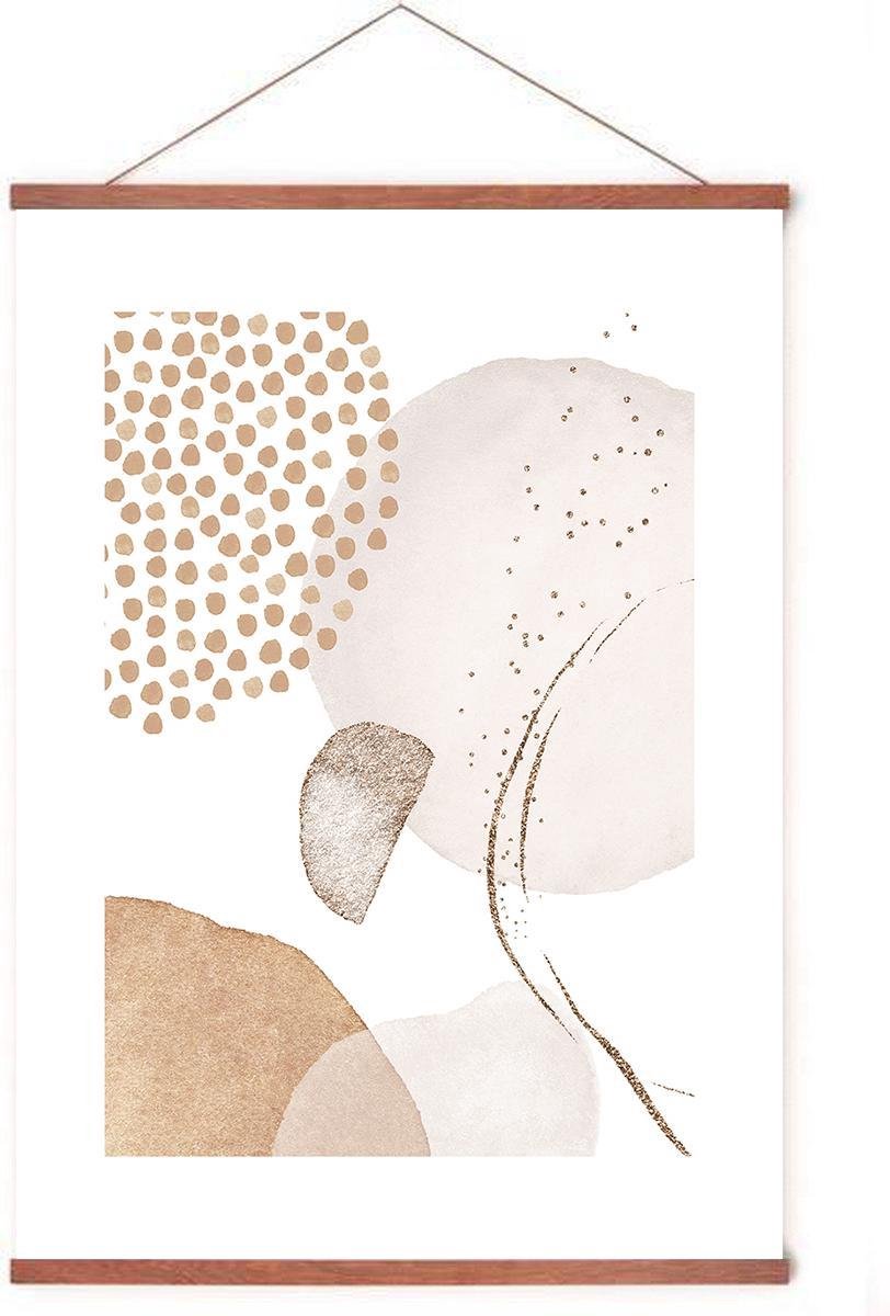 Poster In Posterhanger - Abstract Waterverf - Kader Hout - Watercolor - Aquarel - 70x50 cm - Ophangsysteem
